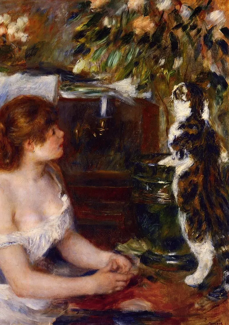 Girl and Cat by Pierre-Auguste Renoir as a Purrfecto cat art puzzle